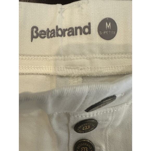Betabrand Wide Leg Yoga Denim Jeans Pull On Button Fly Medium Petite Off White - Picture 6 of 9